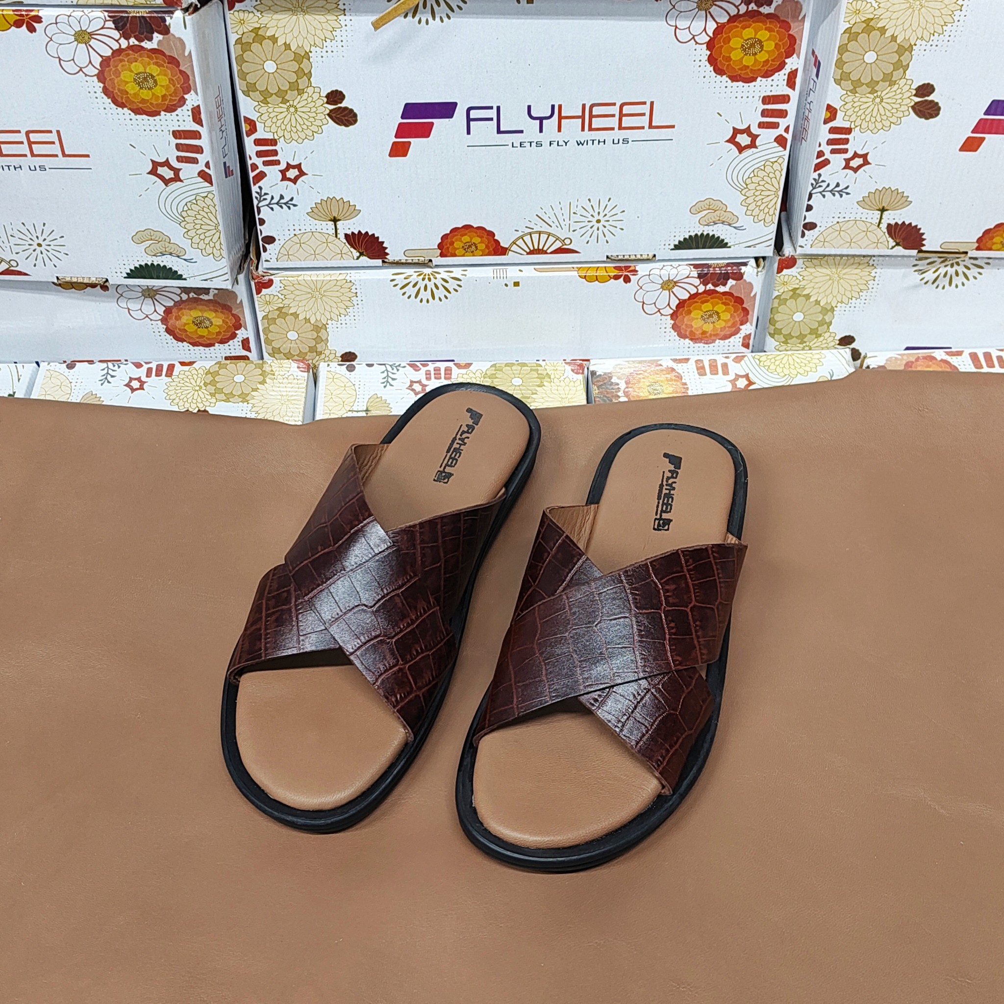 Stylish Leather Slip-On Sandal cross belt